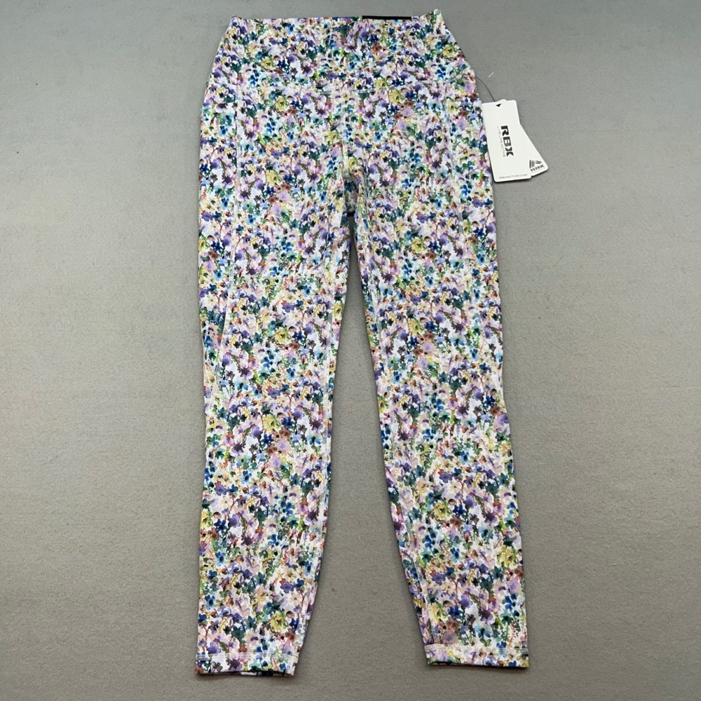 NWT RBX Active Womens High Waisted Ankle Leggings Floral Watercolor Medium